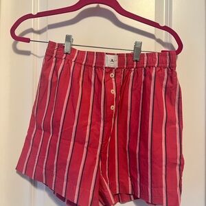 Anthropologie Red and White Vertical Stripe Women's Shorts
